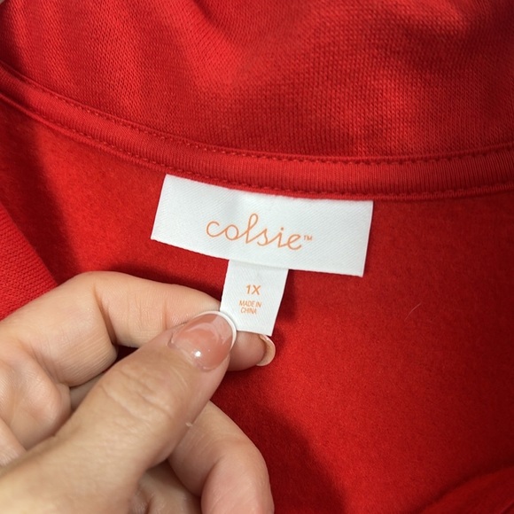 Colsie red with white stripe down the sleeve full zip jacket size 1X - Picture 6 of 8